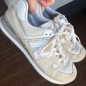New Balance Classic 574 Women's Cream and Gray Sneakers size 9